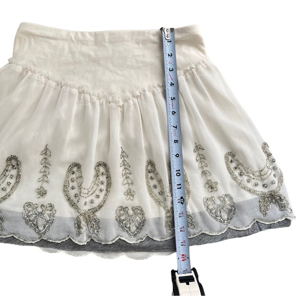 FREE PEOPLE BEADED MINI SKIRT SCALLOPED HEM WOMEN SIZE SMALL - Picture 8 of 10